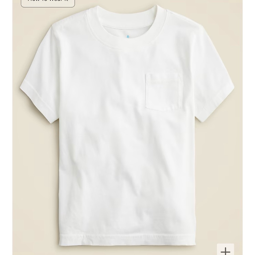 NWT J. Crew Crewcuts Kids' New Garment-dyed Pocket T-shirt White